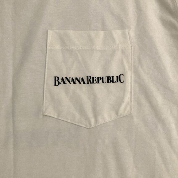 Banana Republic Safari Pocket Tee Mens XL Iguana Map White Logo Lizard Reptile - Picture 4 of 13